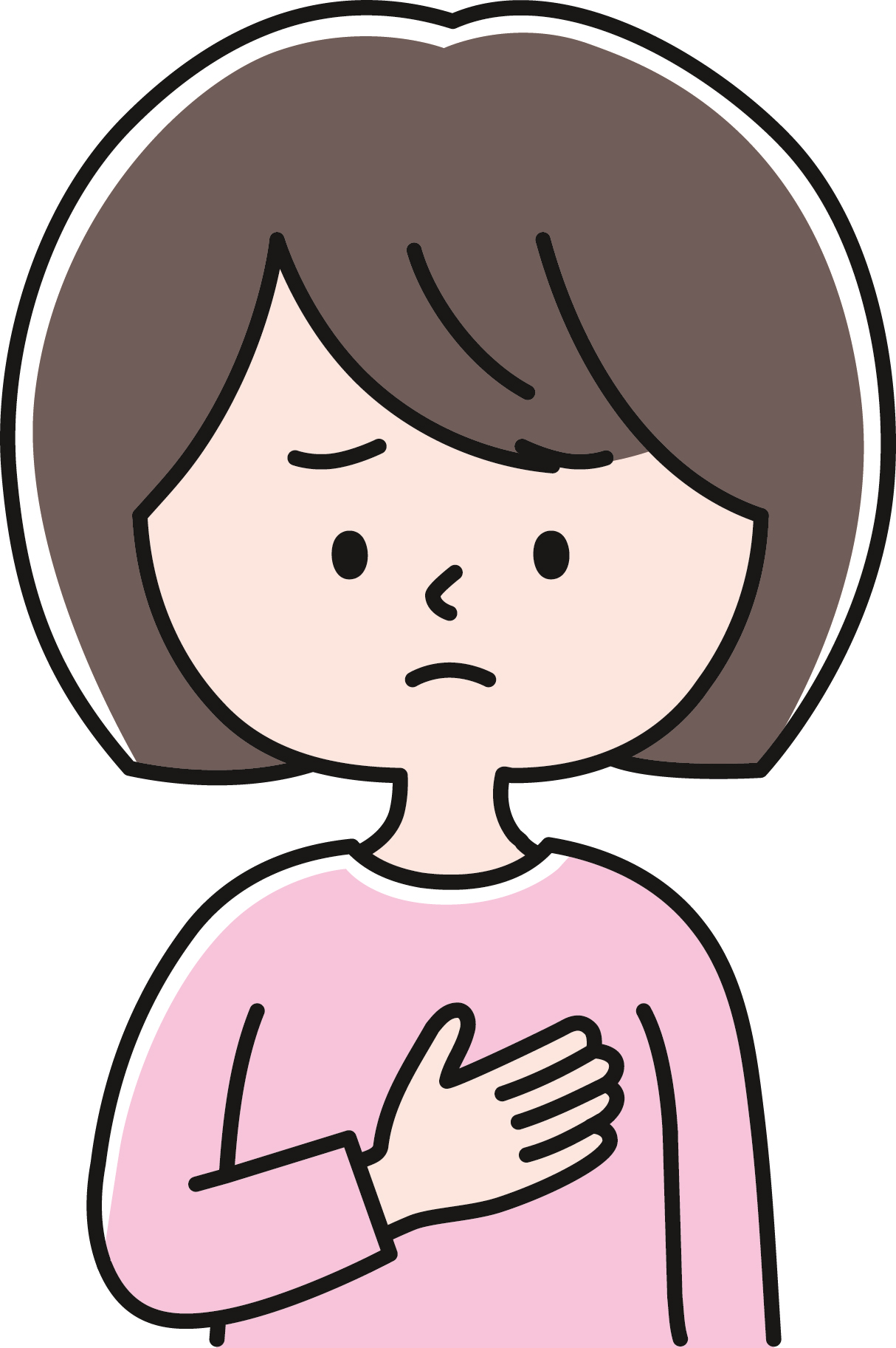 胸に手を当てて動悸を気にする女性のイラスト